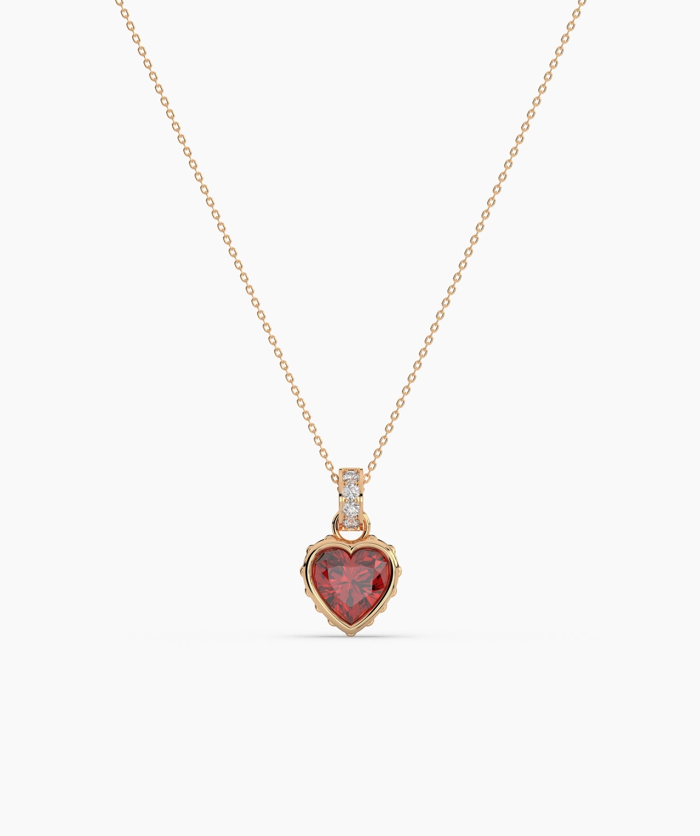 Pink Heart Bezel with Bail Necklace