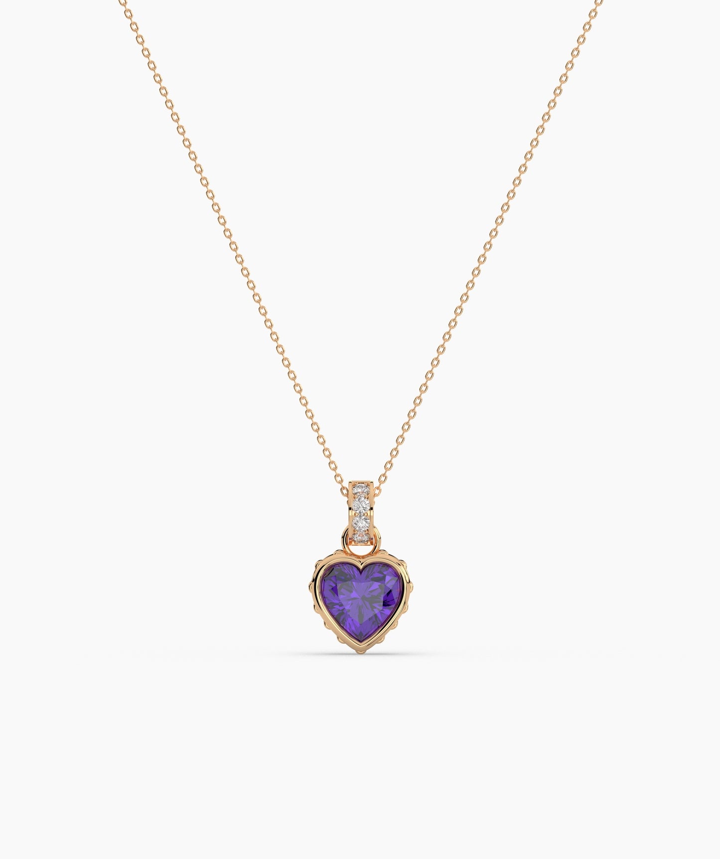 Pink Heart Bezel with Bail Necklace