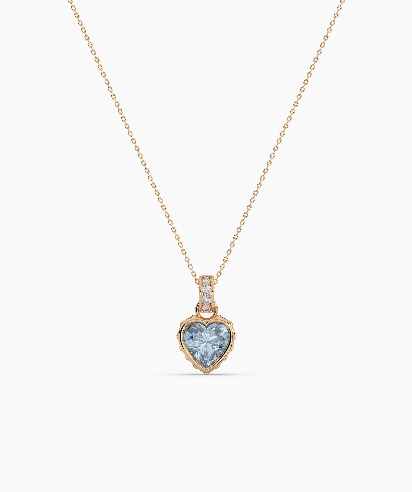 Pink Heart Bezel with Bail Necklace