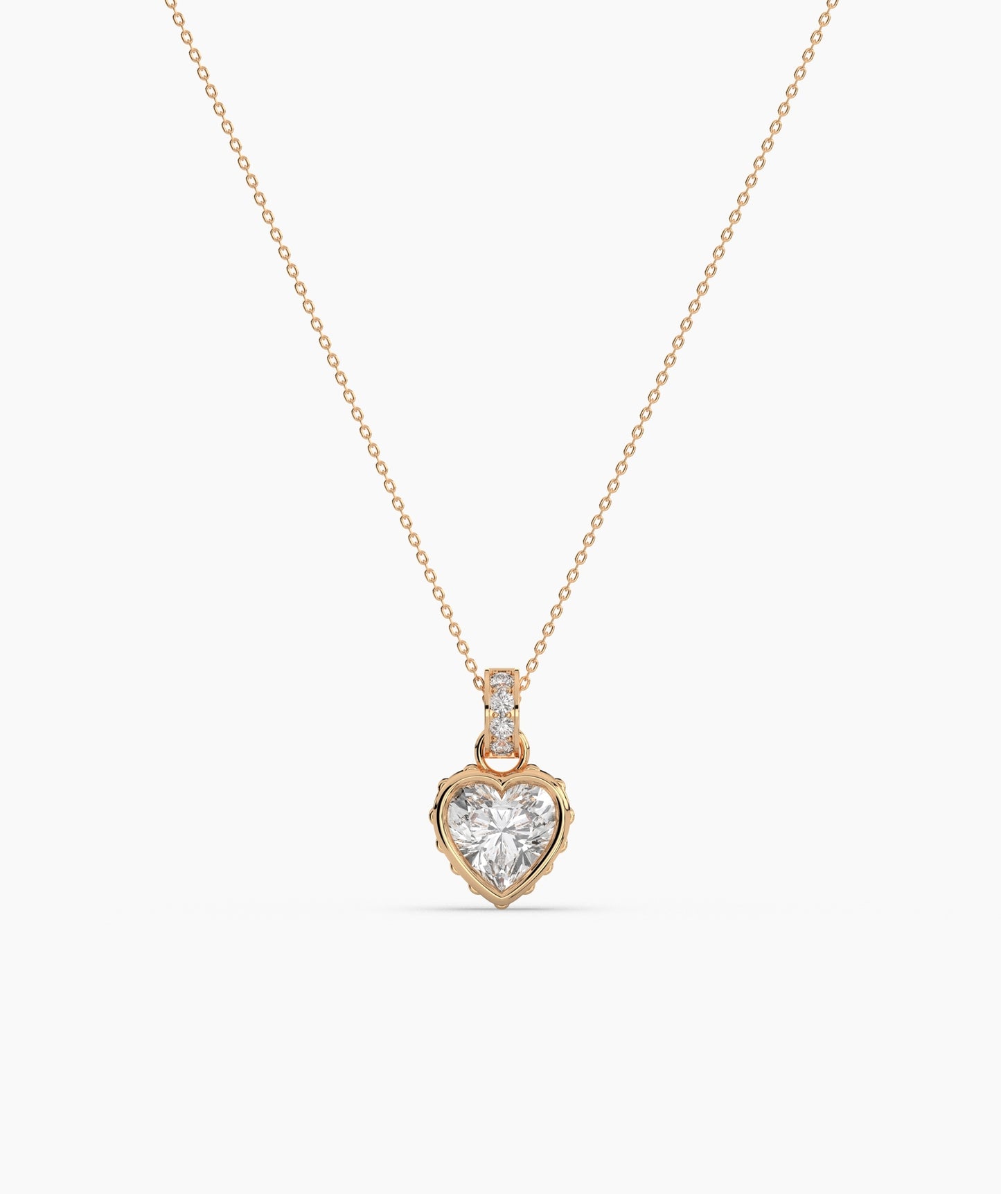 Pink Heart Bezel with Bail Necklace