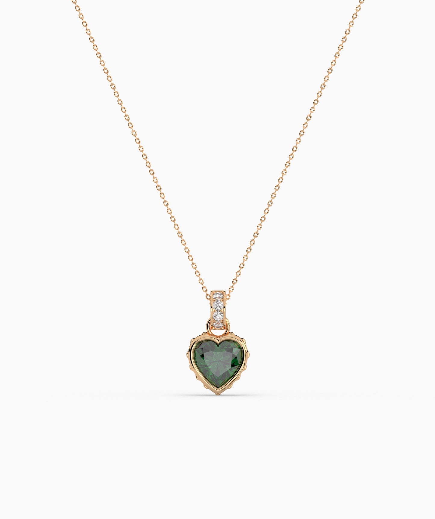 Pink Heart Bezel with Bail Necklace