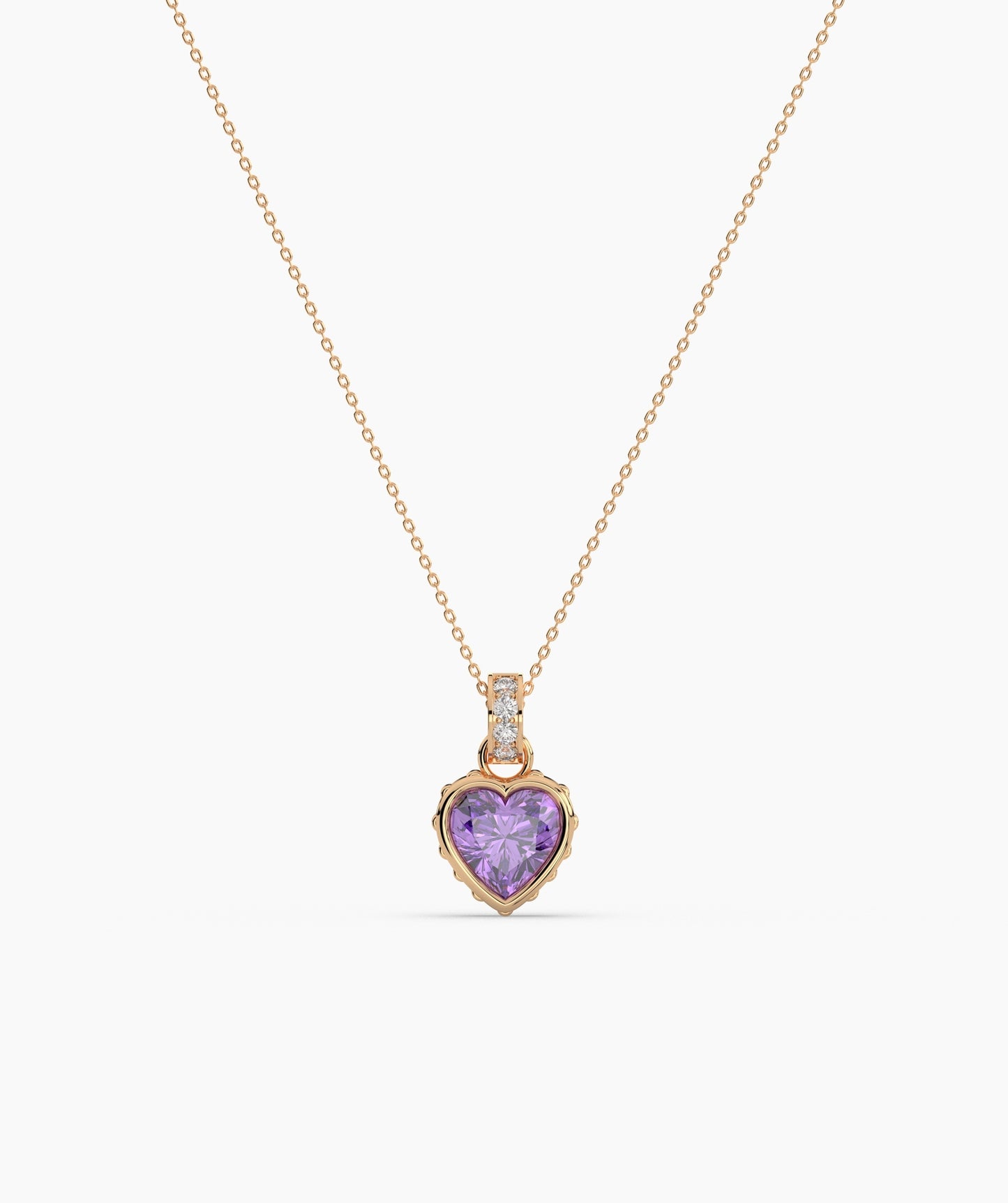 Pink Heart Bezel with Bail Necklace