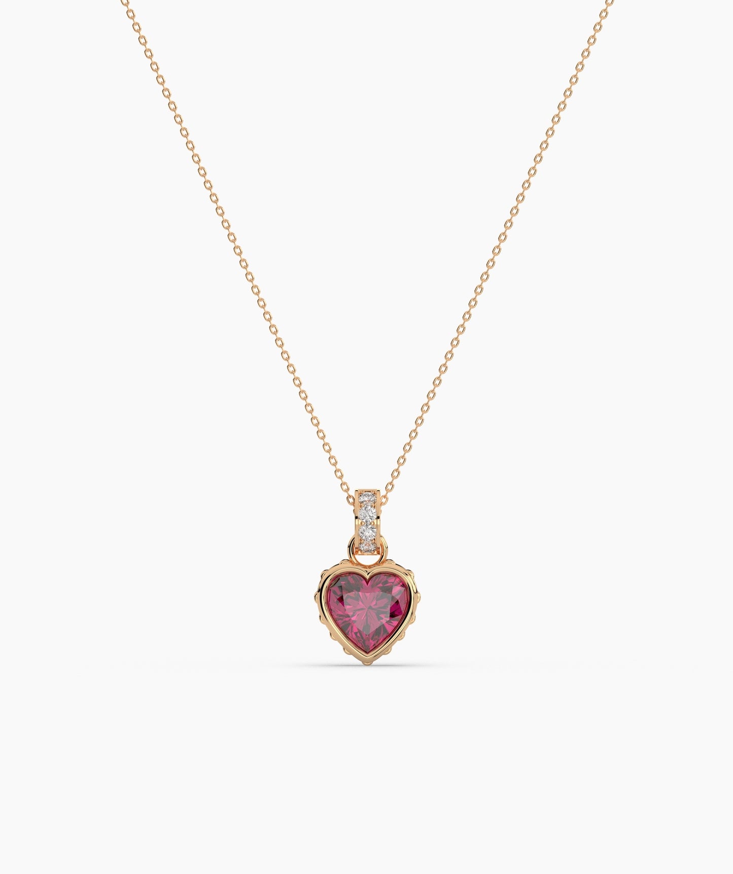 Pink Heart Bezel with Bail Necklace