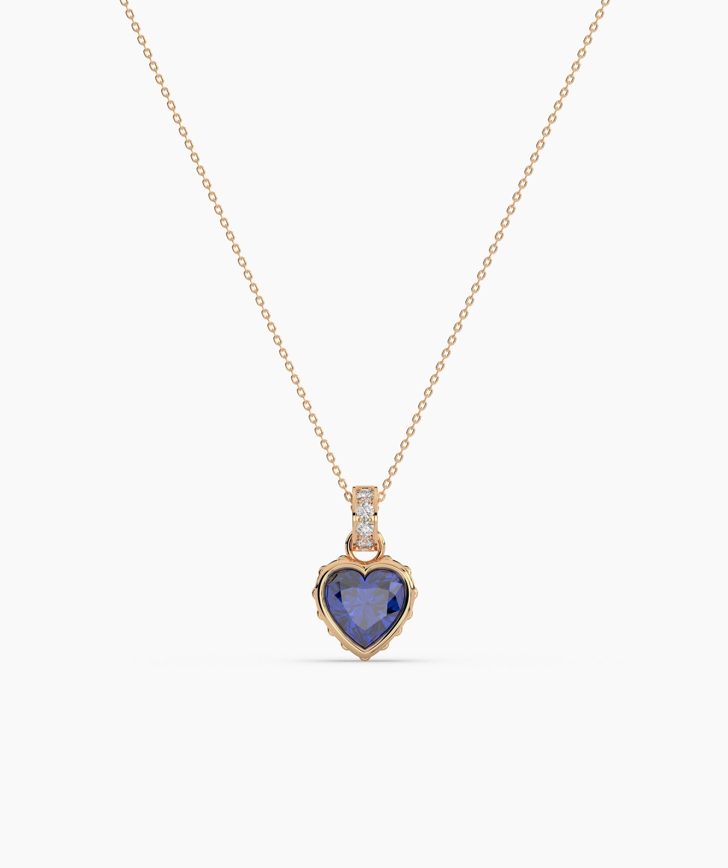 Pink Heart Bezel with Bail Necklace