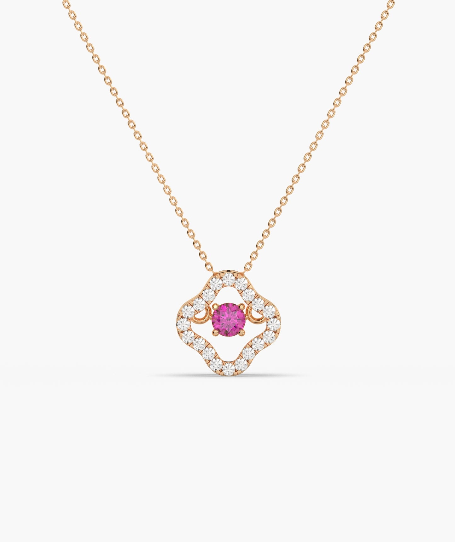 Emerald & Diamond Open Clover Necklace