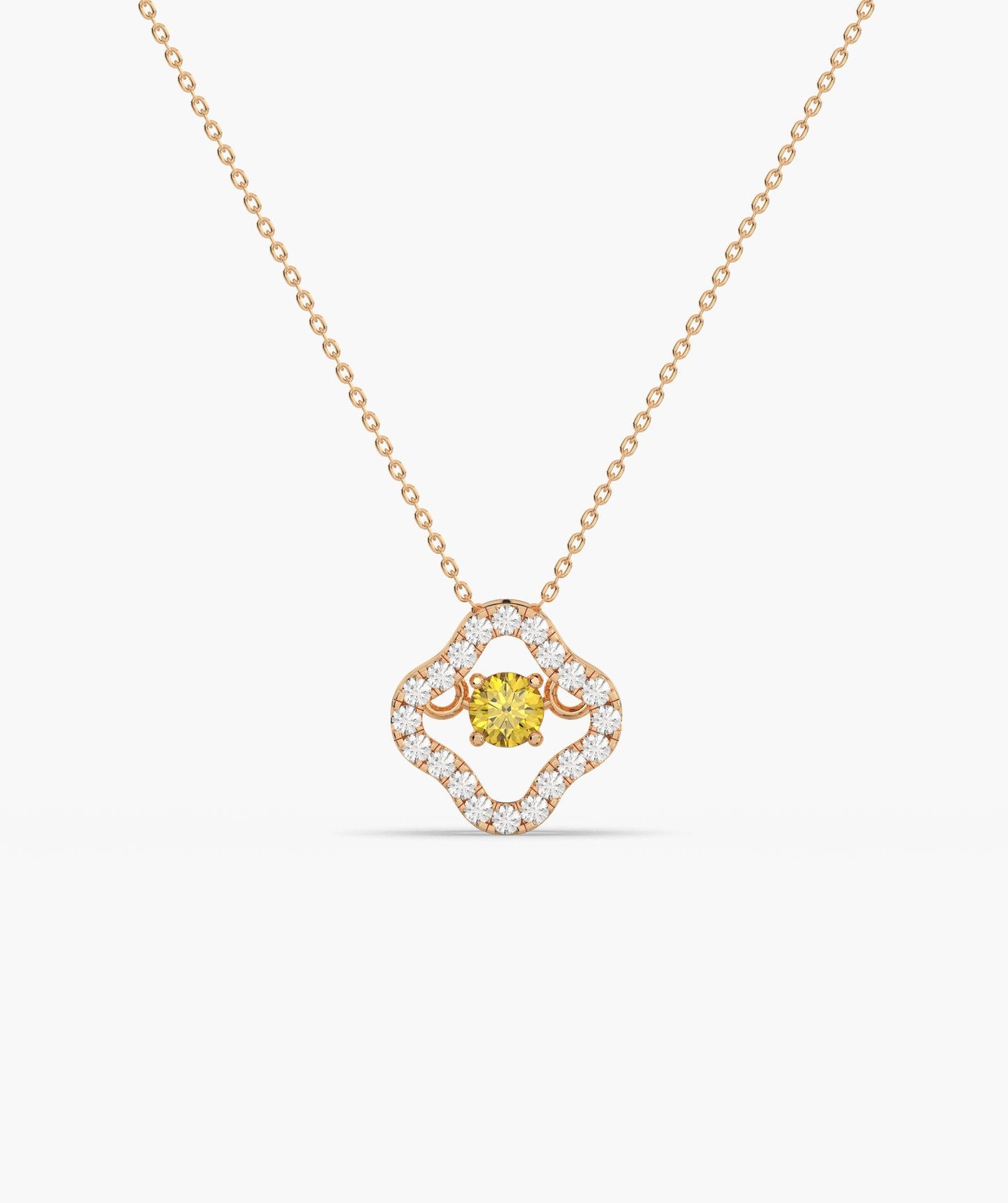 Emerald & Diamond Open Clover Necklace