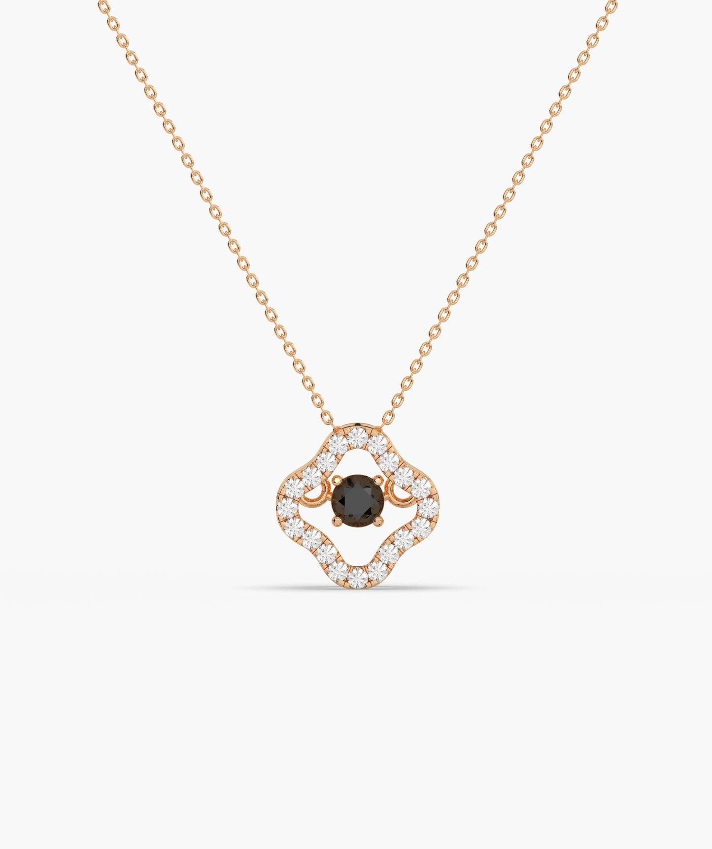 Emerald & Diamond Open Clover Necklace
