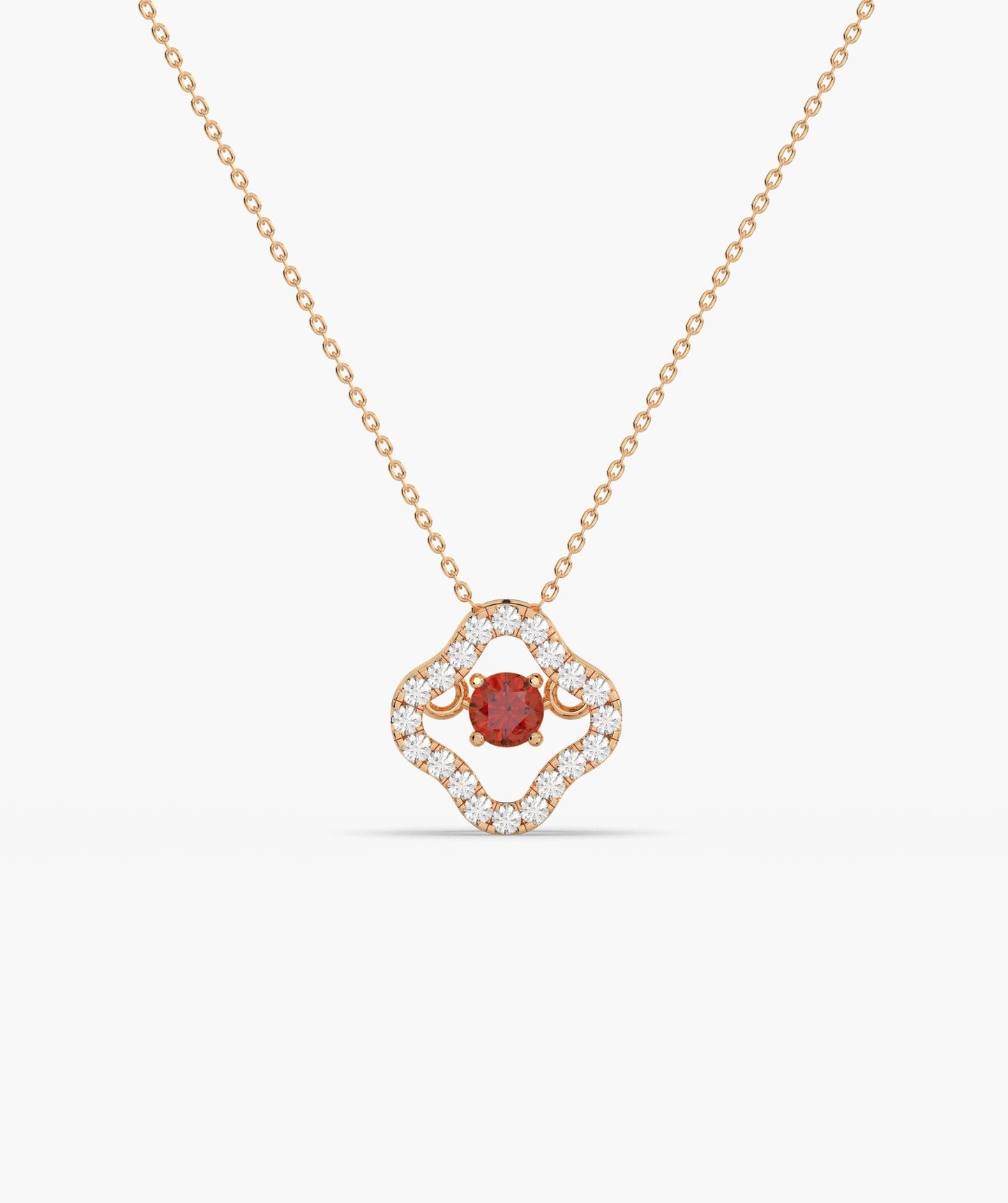 Emerald & Diamond Open Clover Necklace