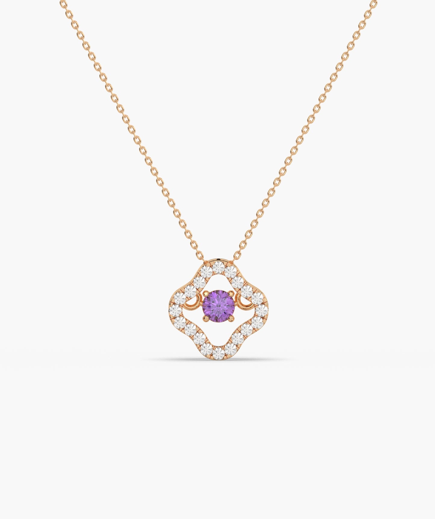 Emerald & Diamond Open Clover Necklace