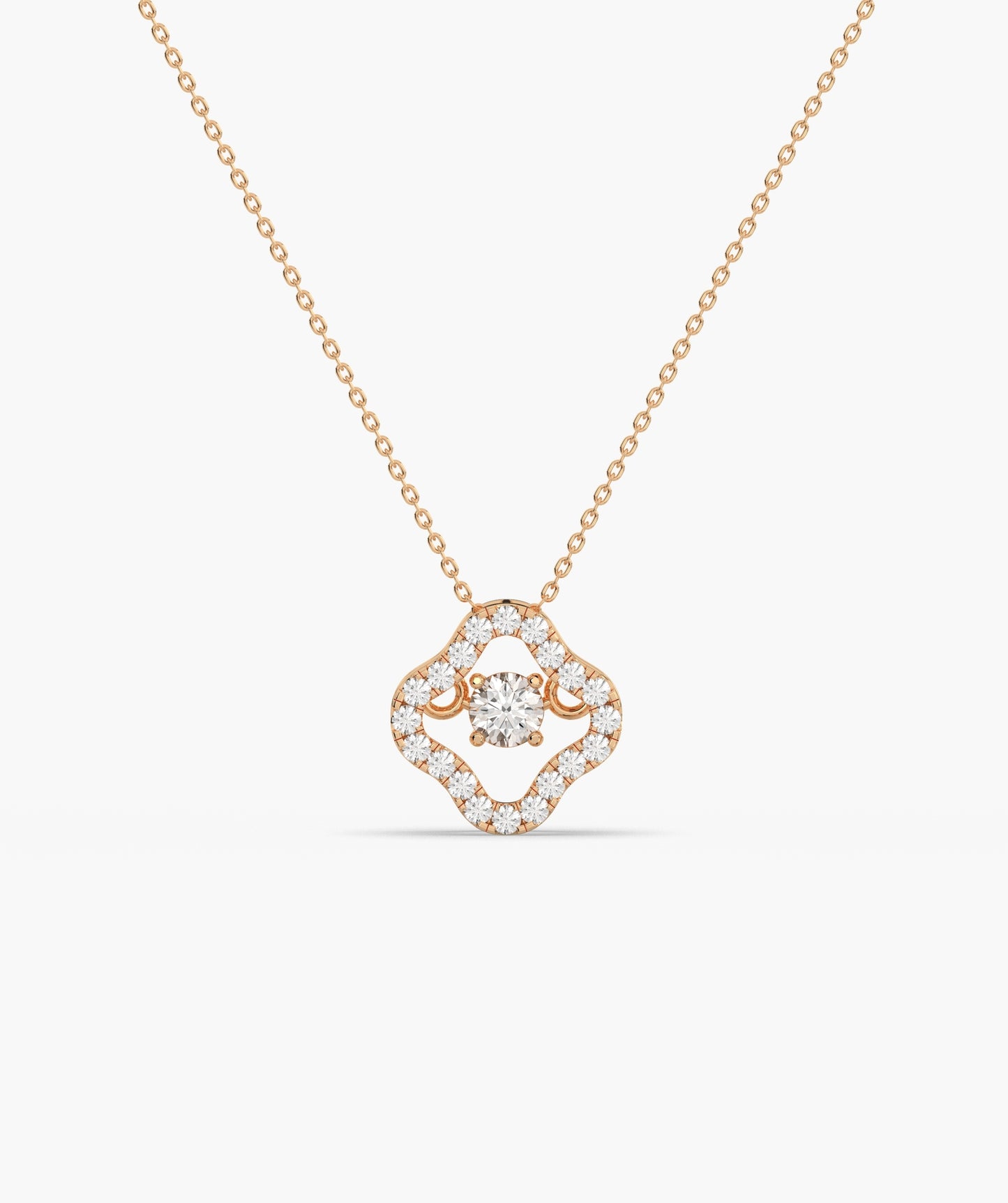 Emerald & Diamond Open Clover Necklace