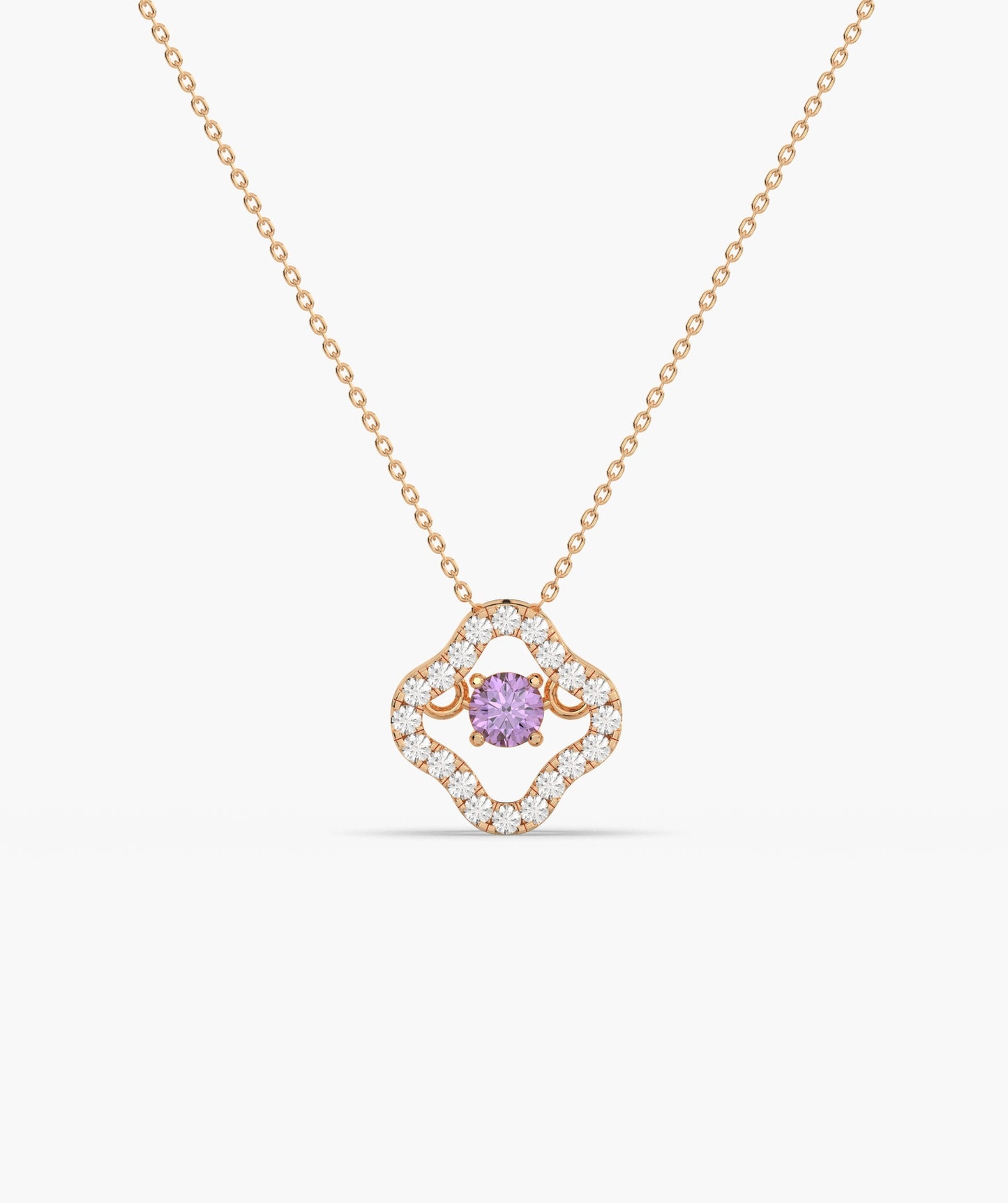 Emerald & Diamond Open Clover Necklace