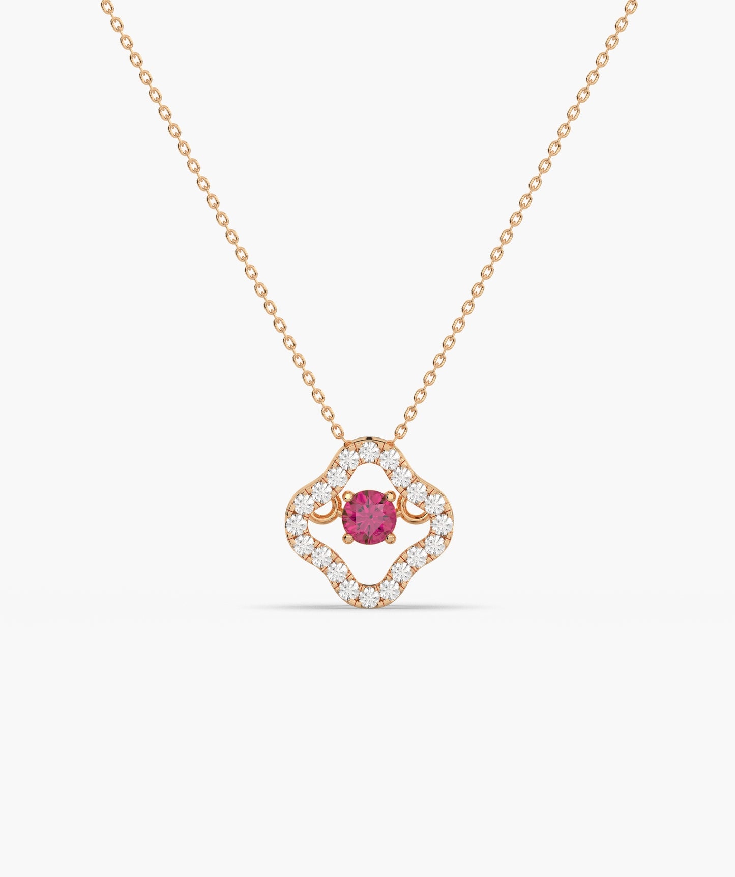 Emerald & Diamond Open Clover Necklace