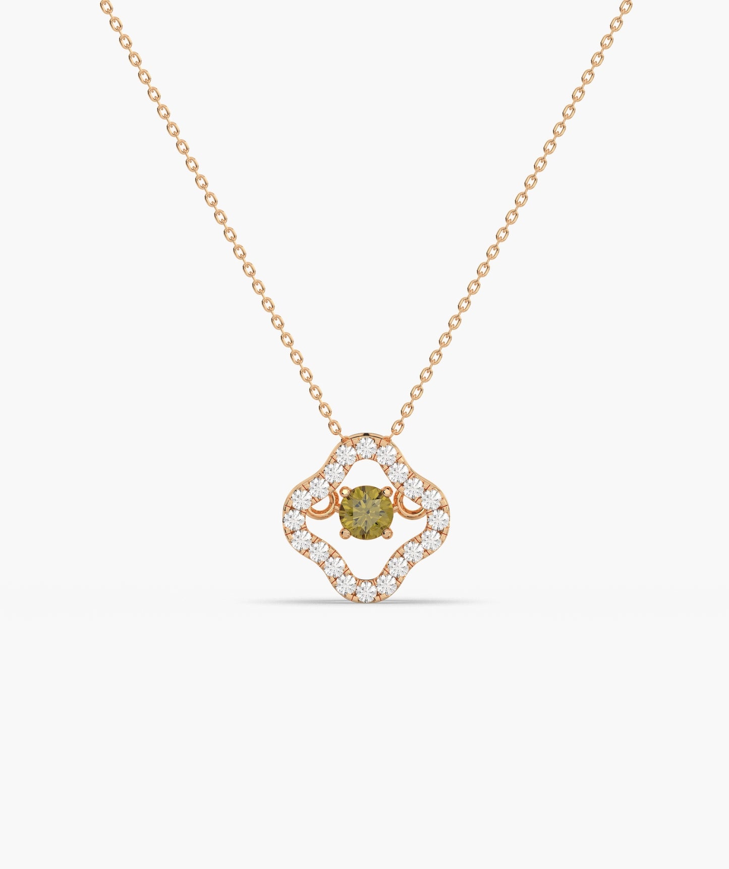 Emerald & Diamond Open Clover Necklace