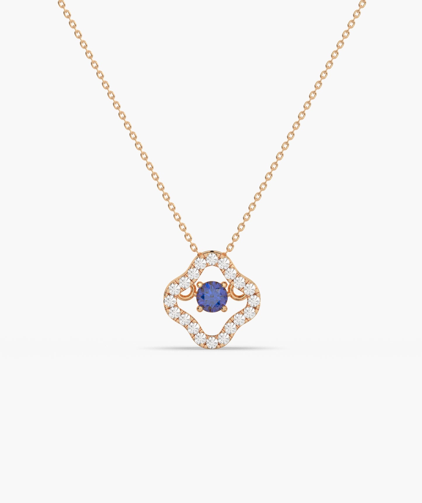 Emerald & Diamond Open Clover Necklace