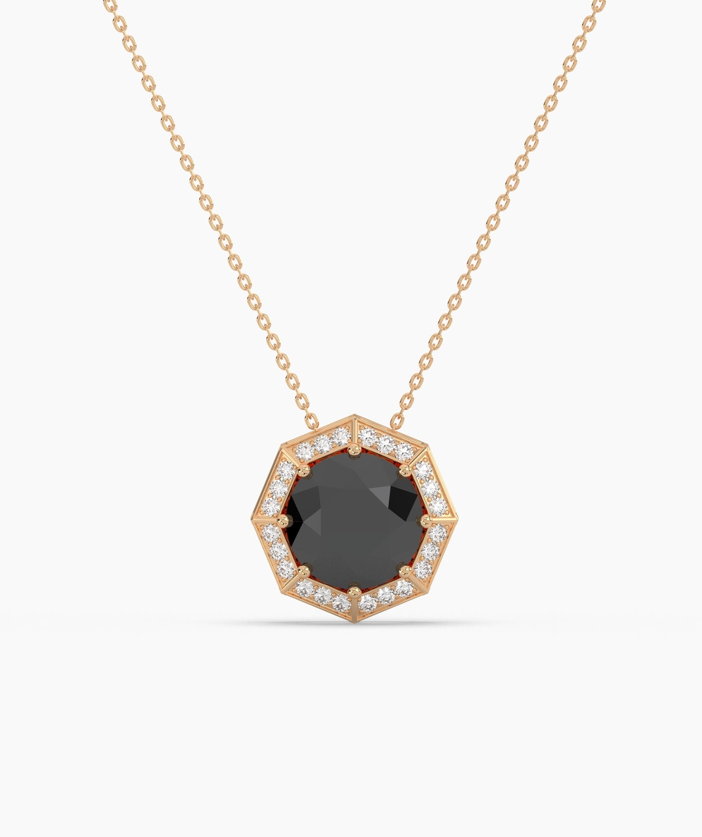 Octagonal Halo Birthstone Statement Necklace