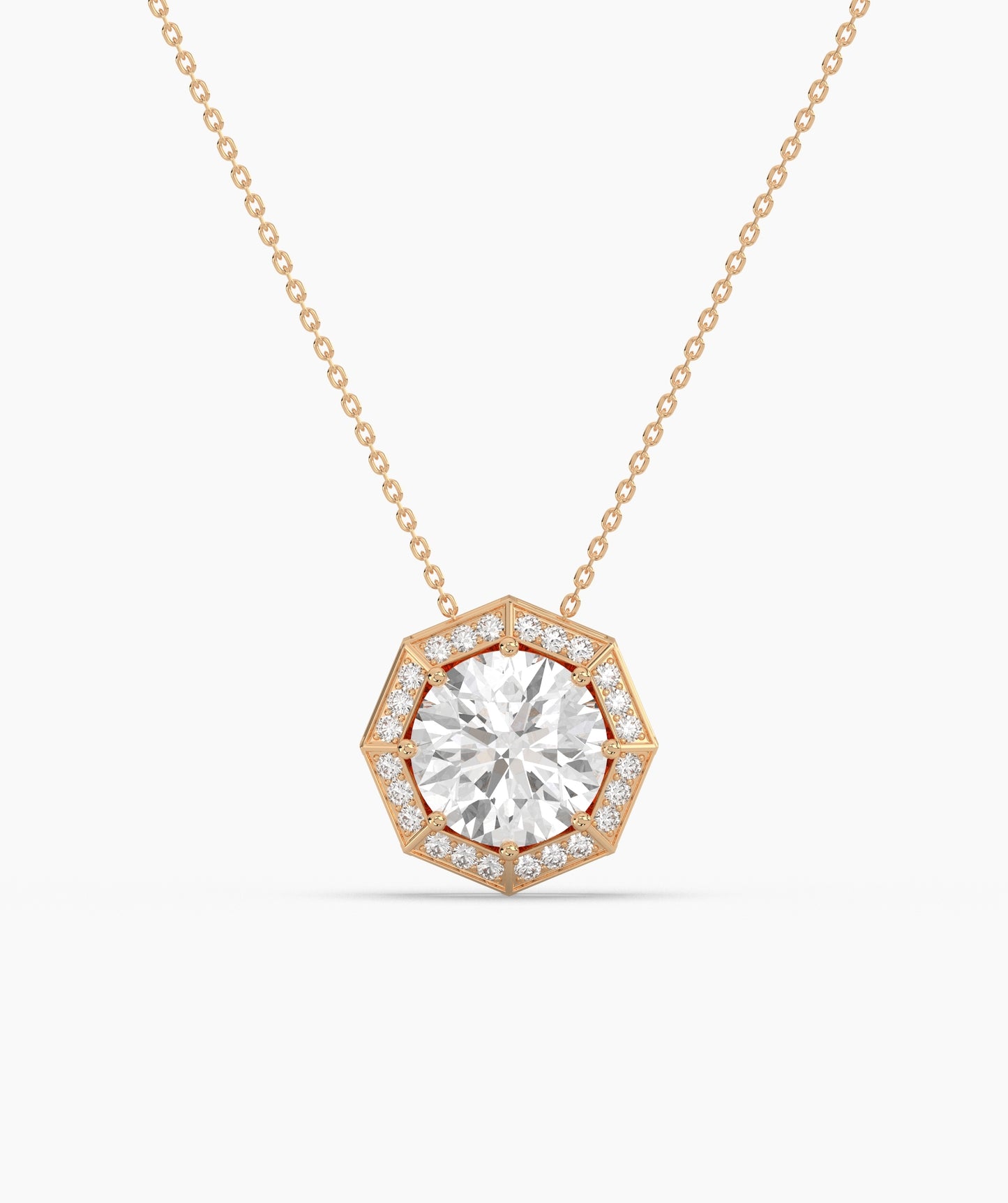 Octagonal Halo Birthstone Statement Necklace