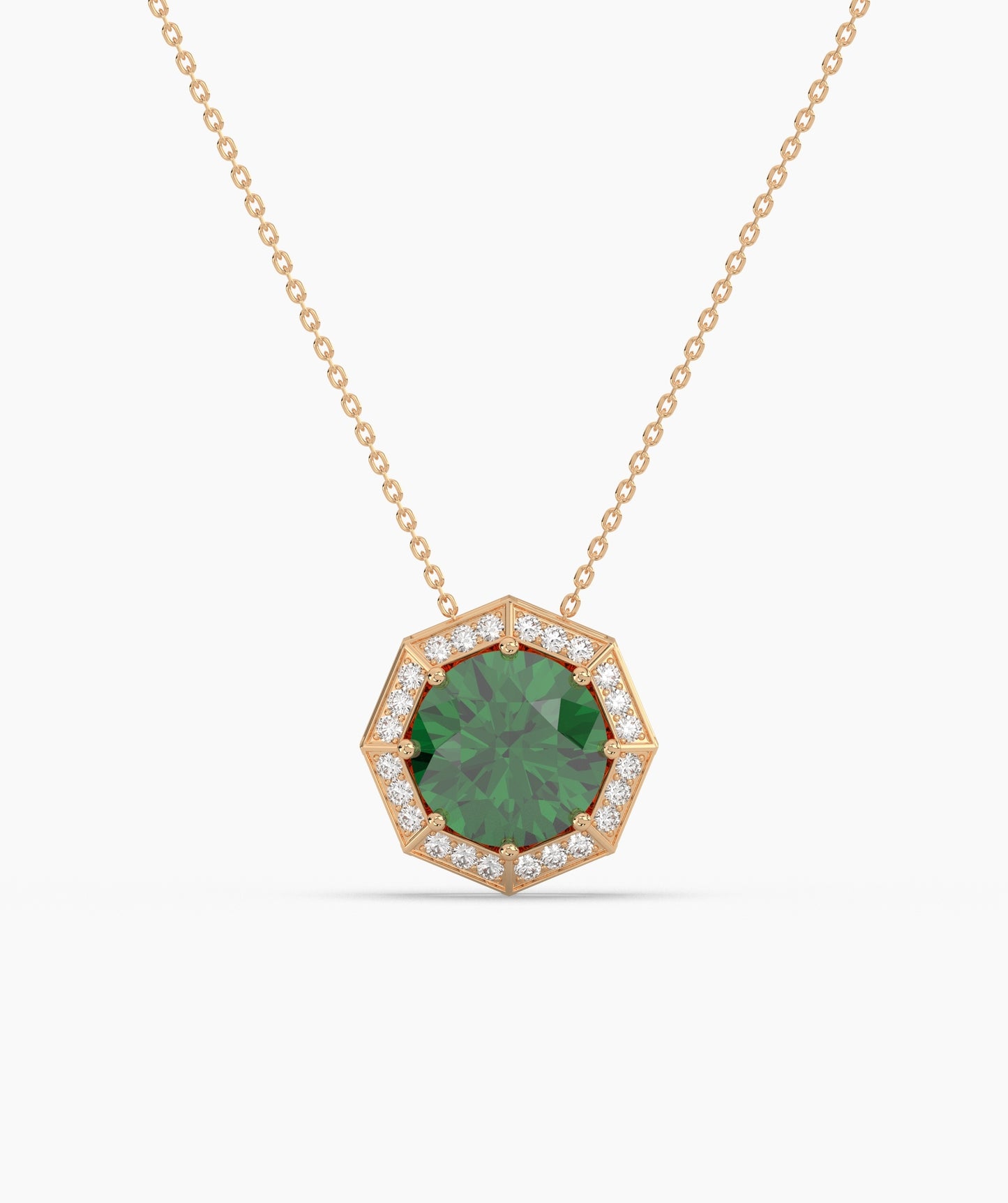 Octagonal Halo Birthstone Statement Necklace