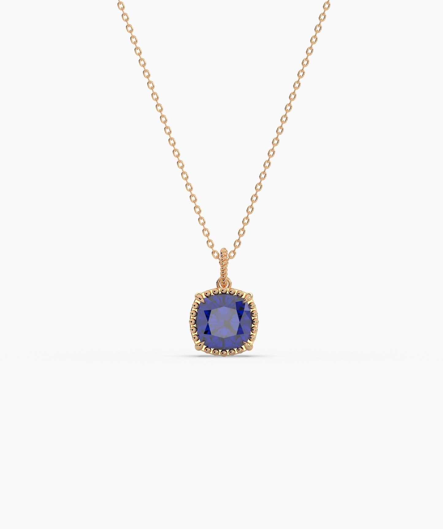 Cushion Cut Sky Blue Birthstone Pendant