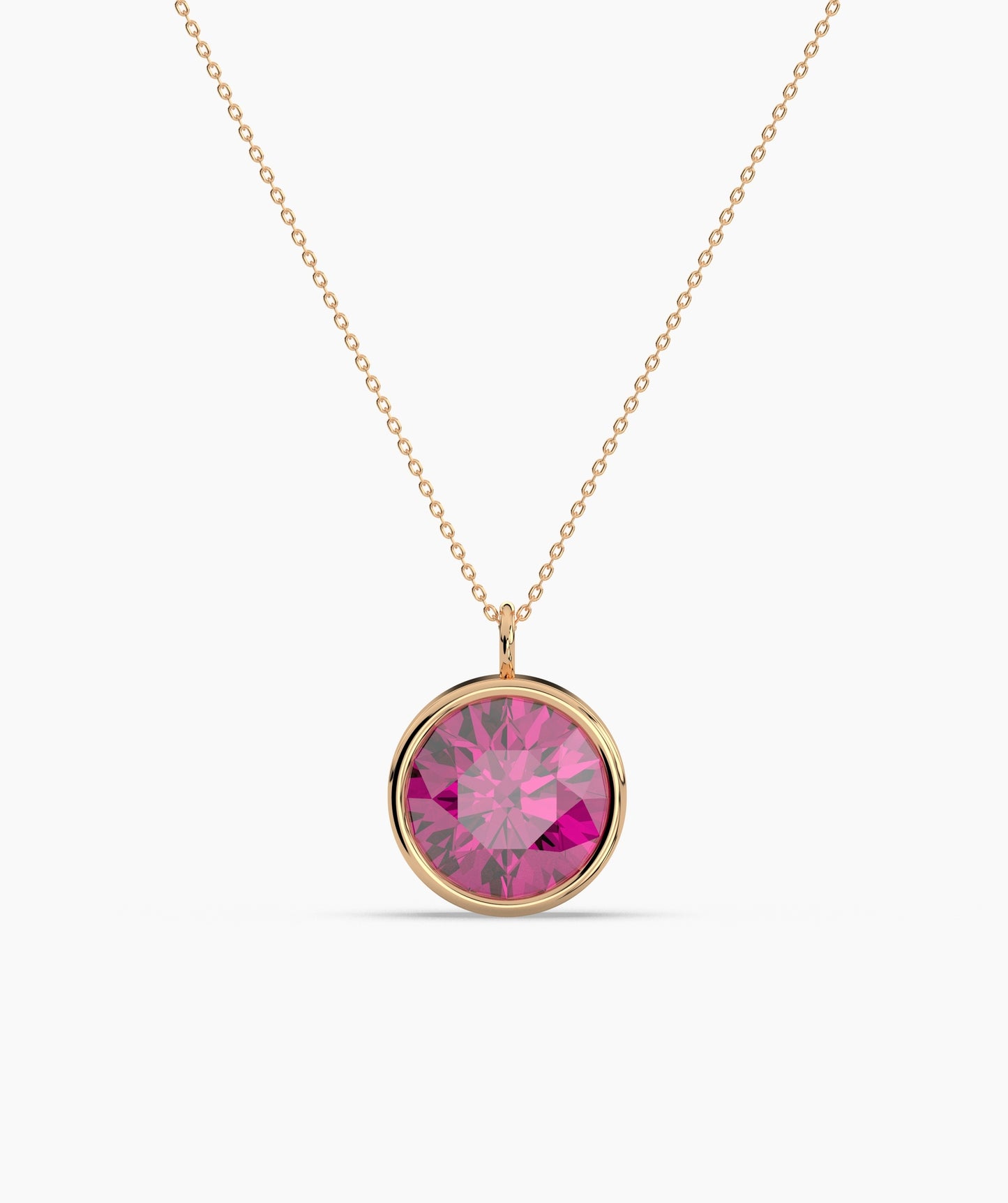 Bezel Set Ruby Solitaire Necklace