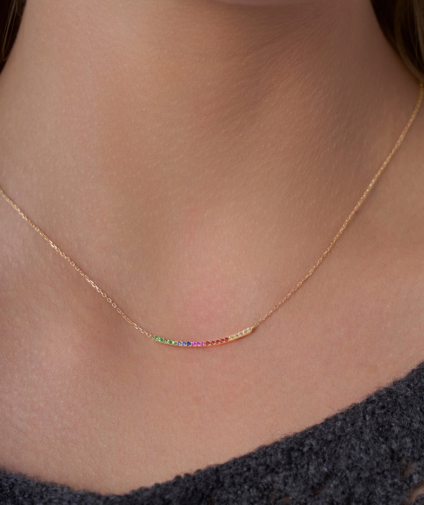 Rainbow Style 14K Gold Necklace