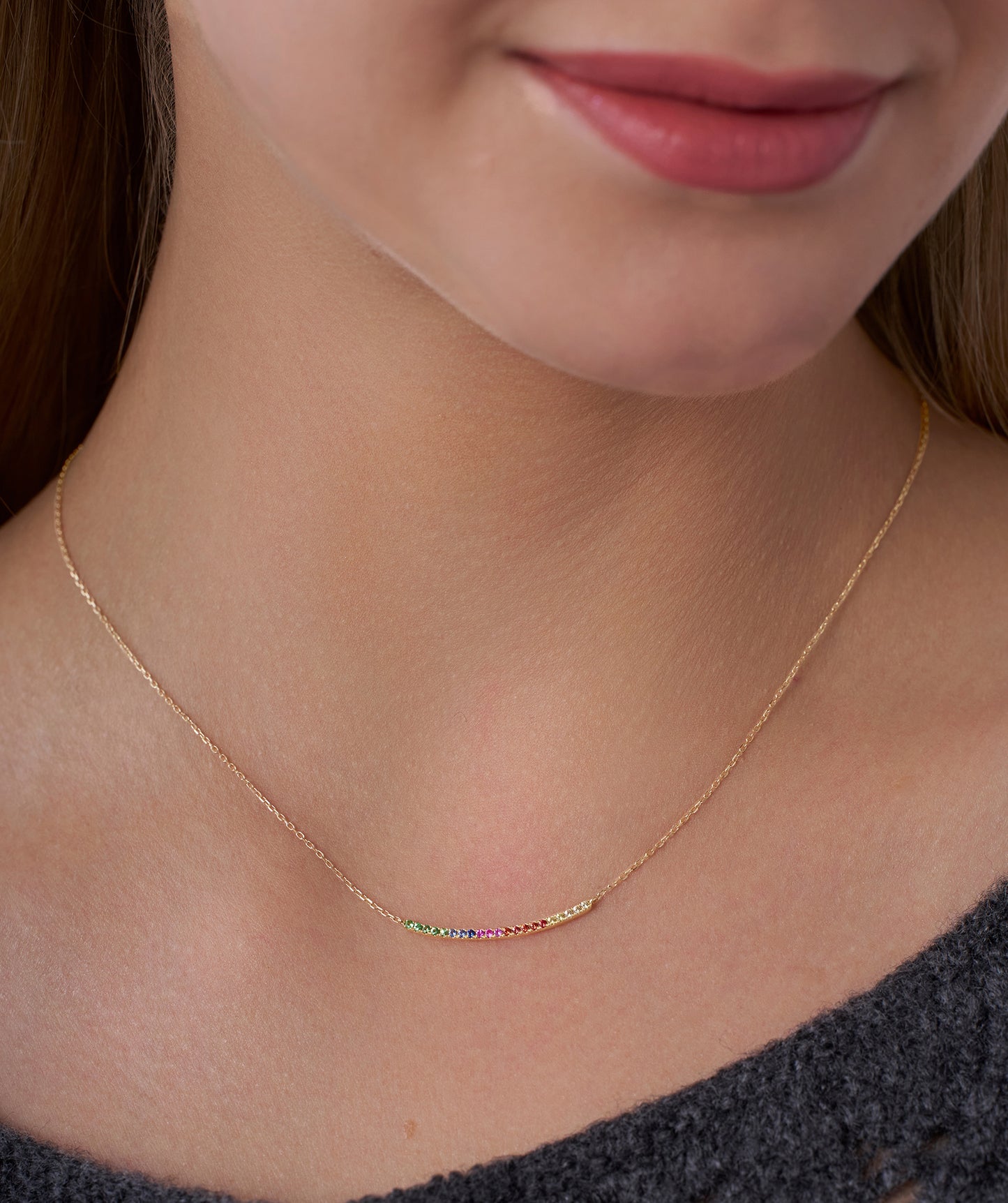 Rainbow Style 14K Gold Necklace