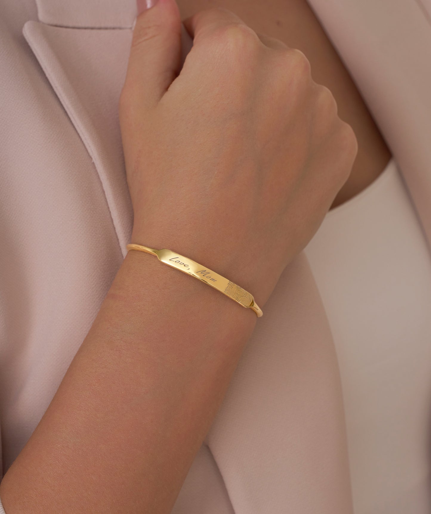 Engraved 14K Gold Cuff Bracelet