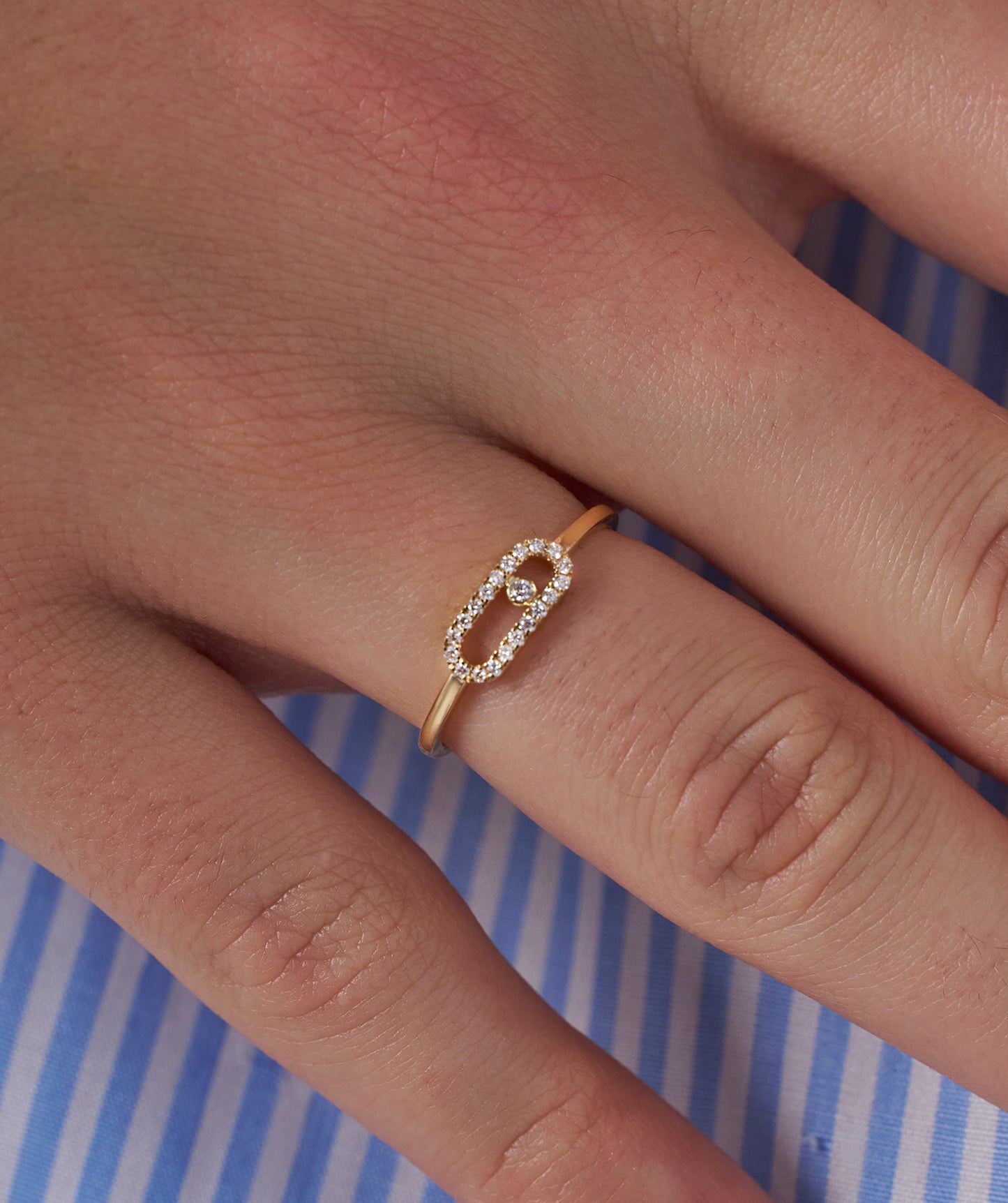 14K Gold Diamond Link Halo Ring