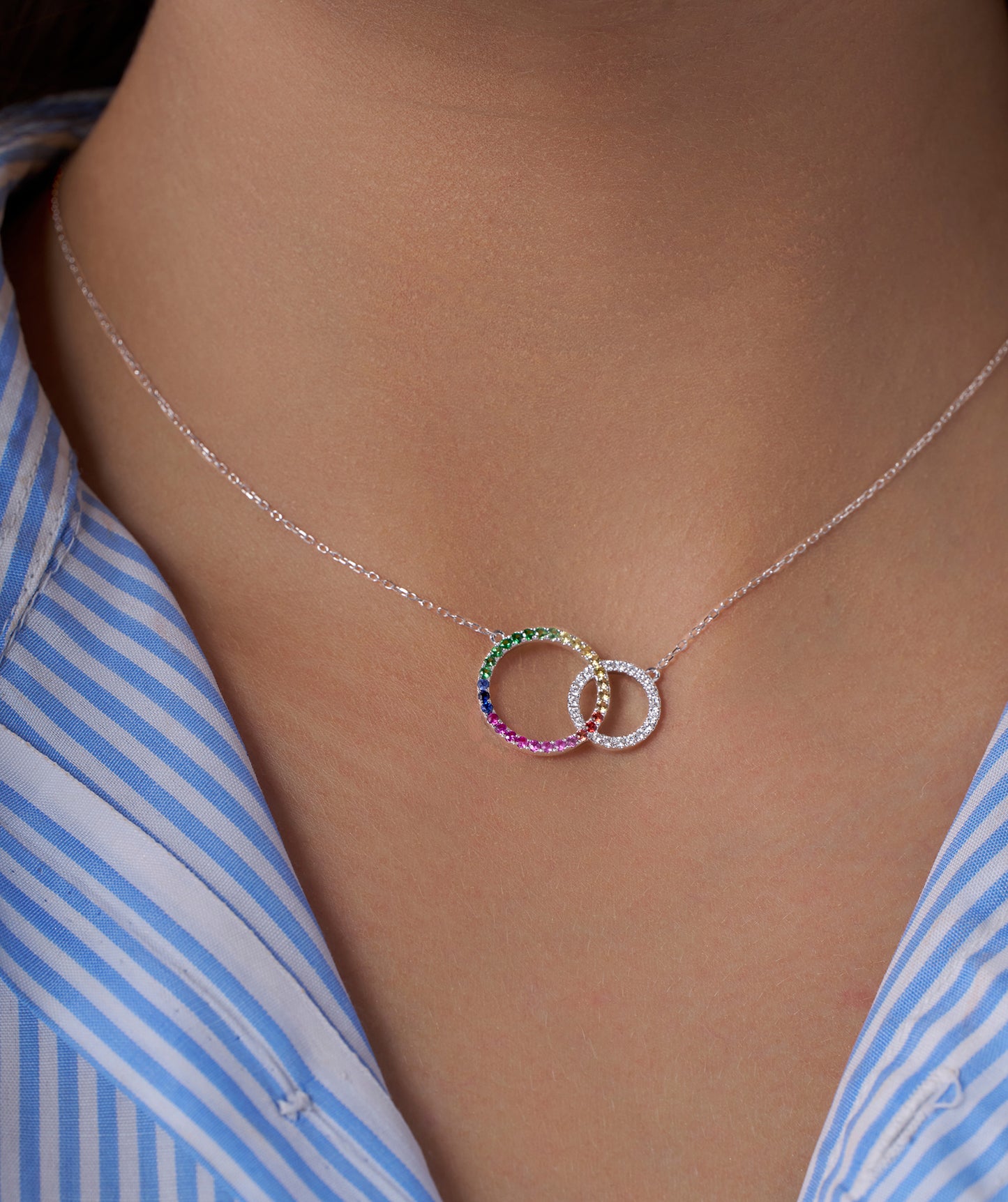 Infinity Rainbow Gold Necklace