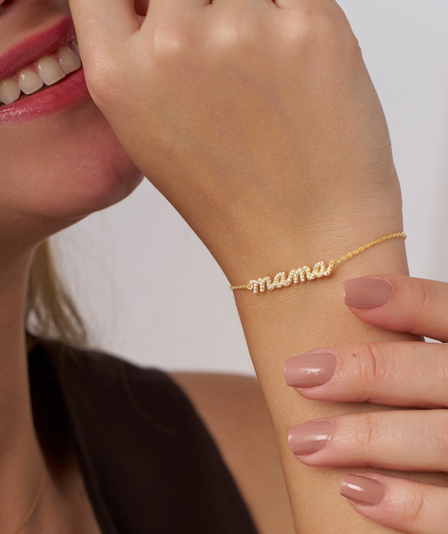 14K Gold 'Mama' Pave Bracelet