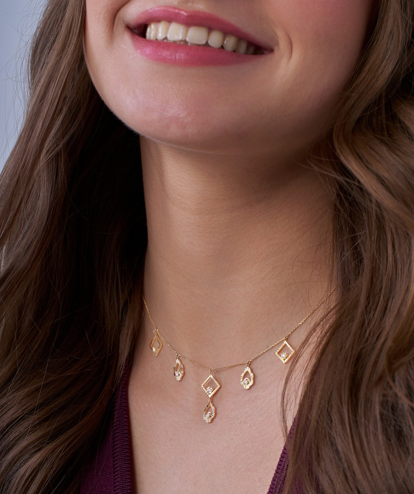 14K Gold Geometric Charm Necklace