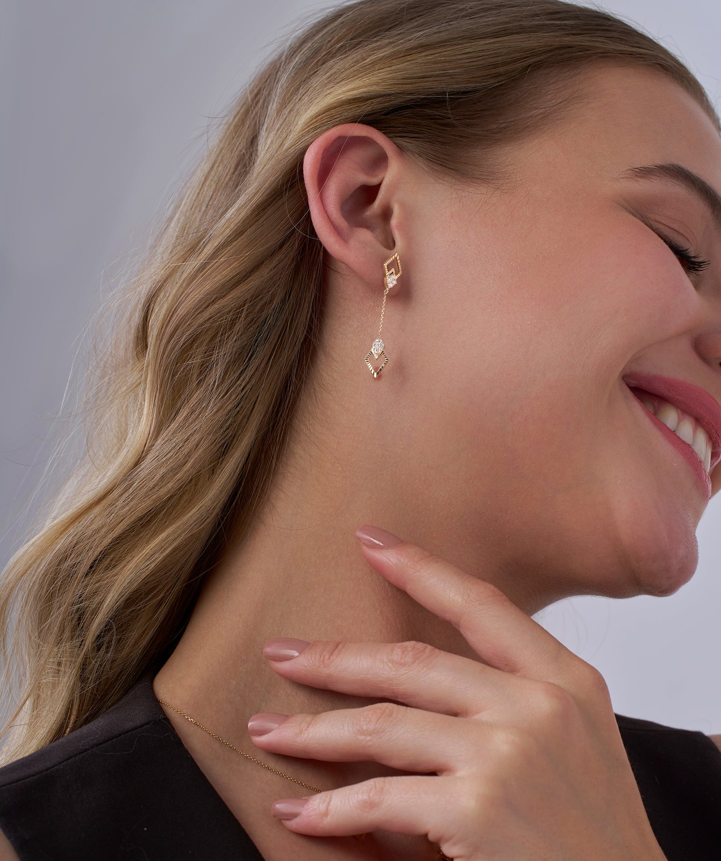 Geometric Diamond Drop Earrings