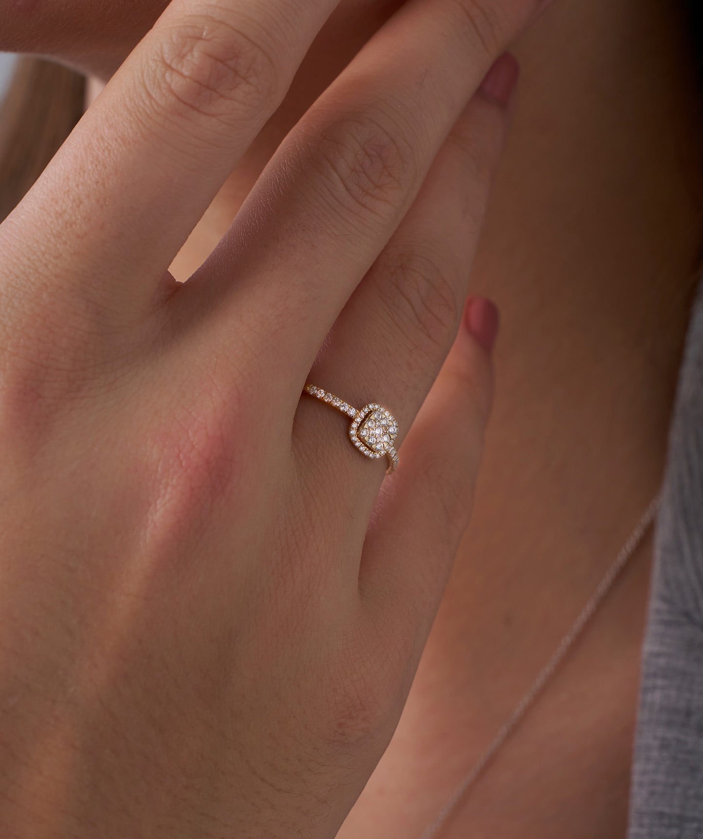 Glimmering Square Halo Diamond Ring