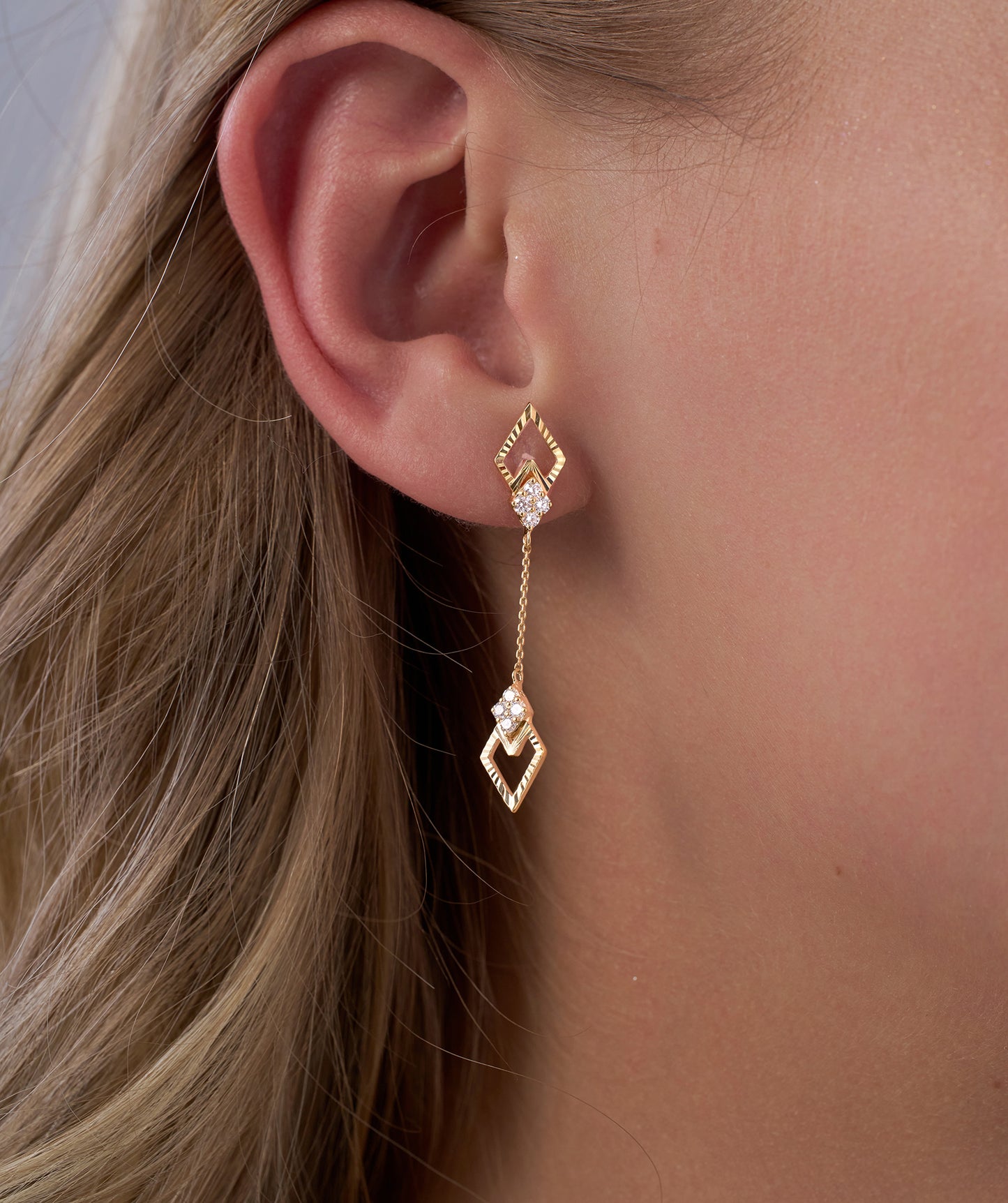 Geometric Diamond Drop Earrings