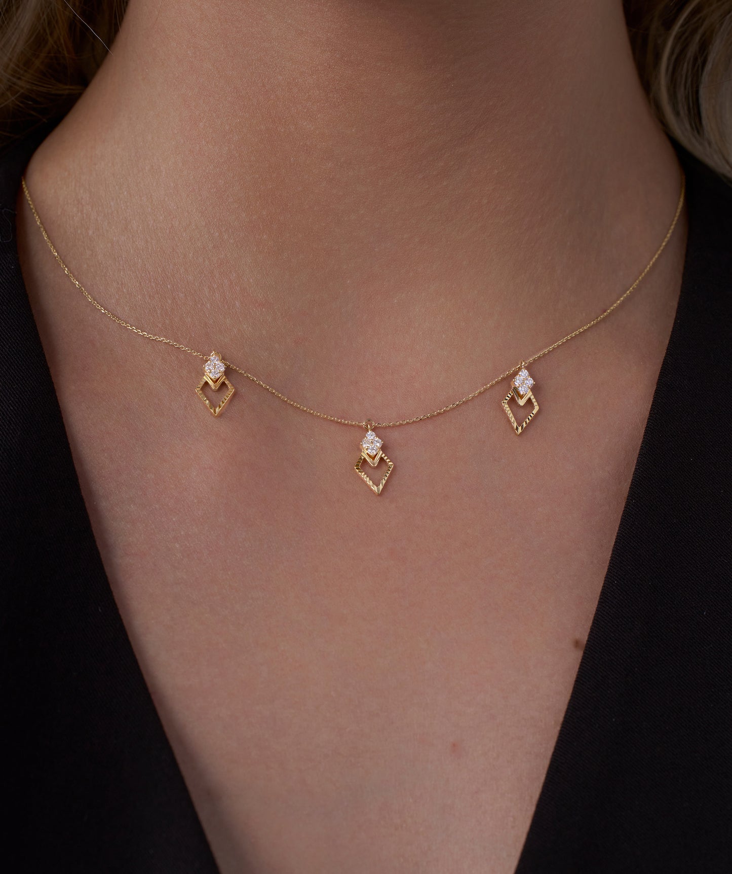 Geometric Charm Gold Necklace