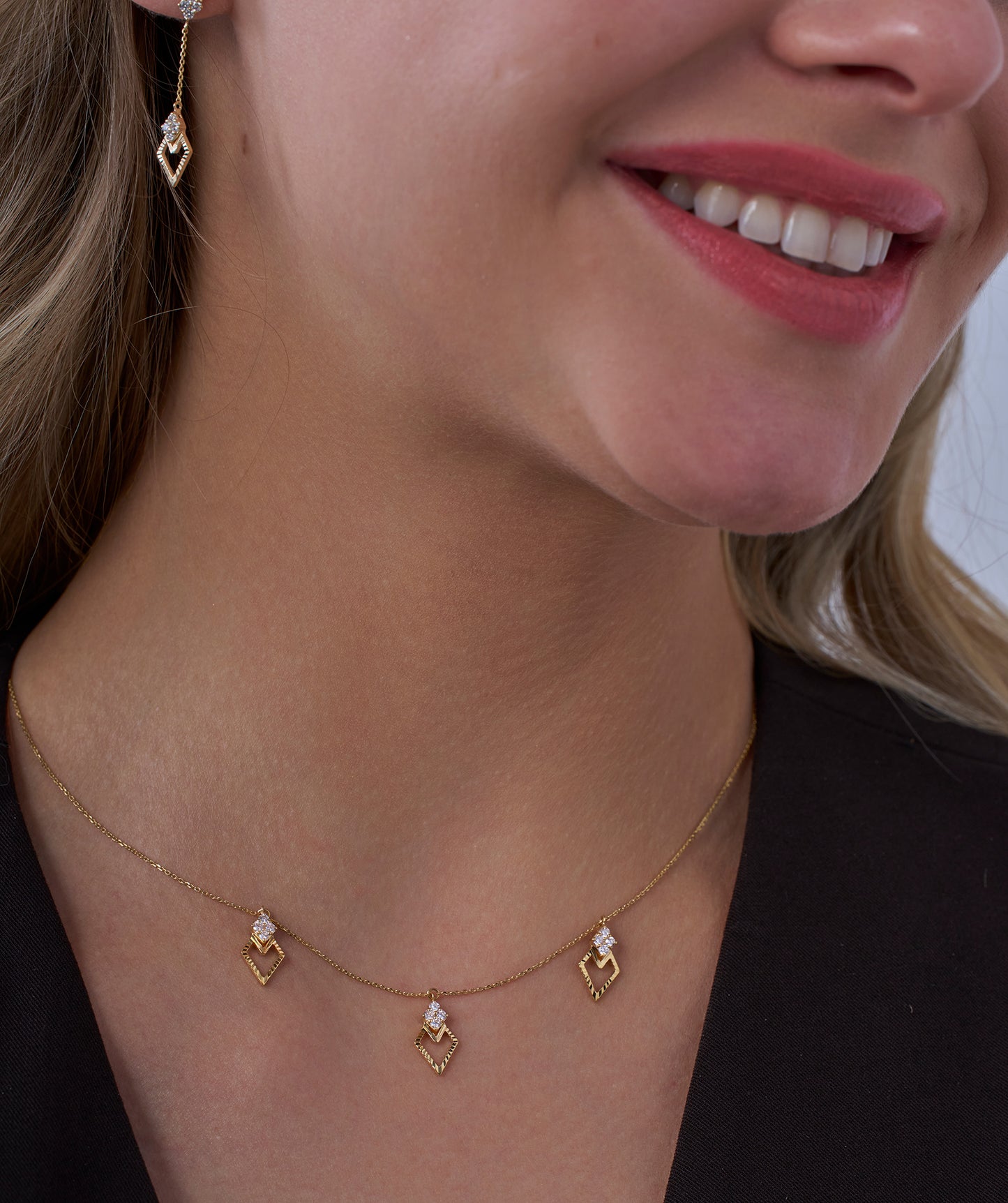 Diamond Triangle Jewelry Set