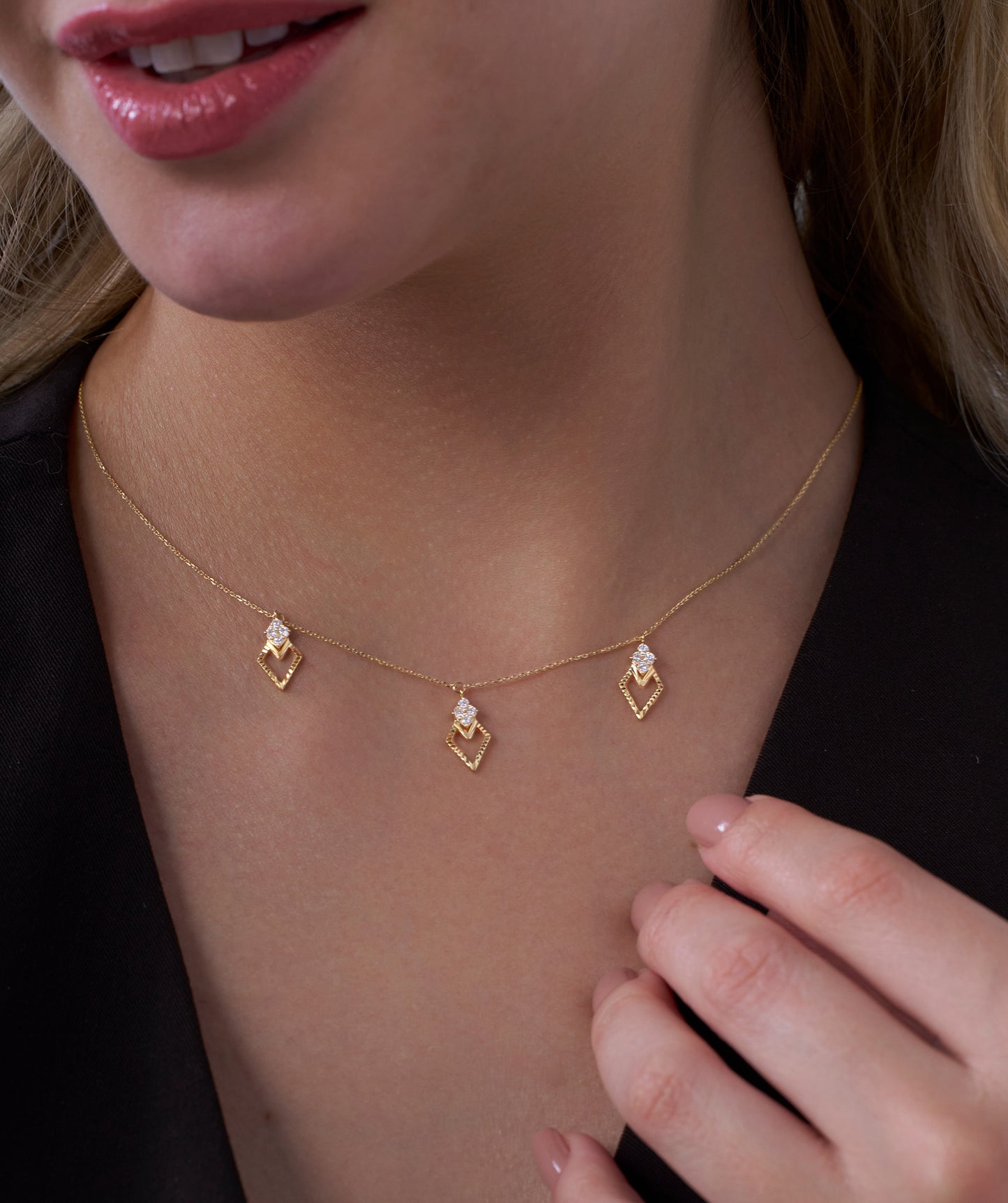 Geometric Charm Gold Necklace