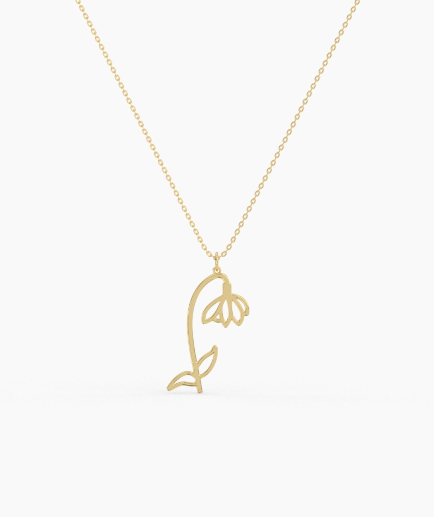 Personalized Birth Flower with Name Cut-Out Pendant Necklace