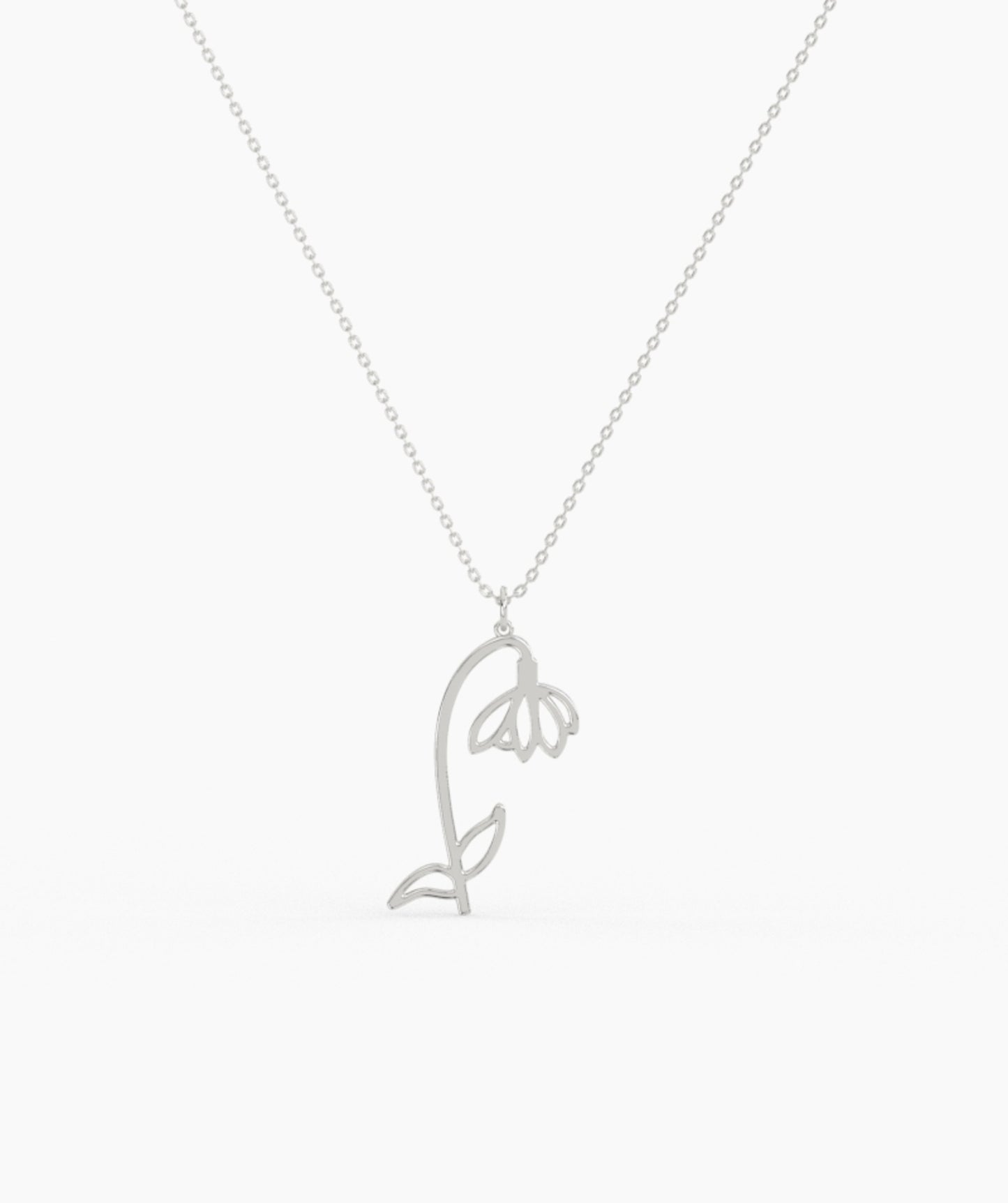 Personalized Birth Flower with Name Cut-Out Pendant Necklace