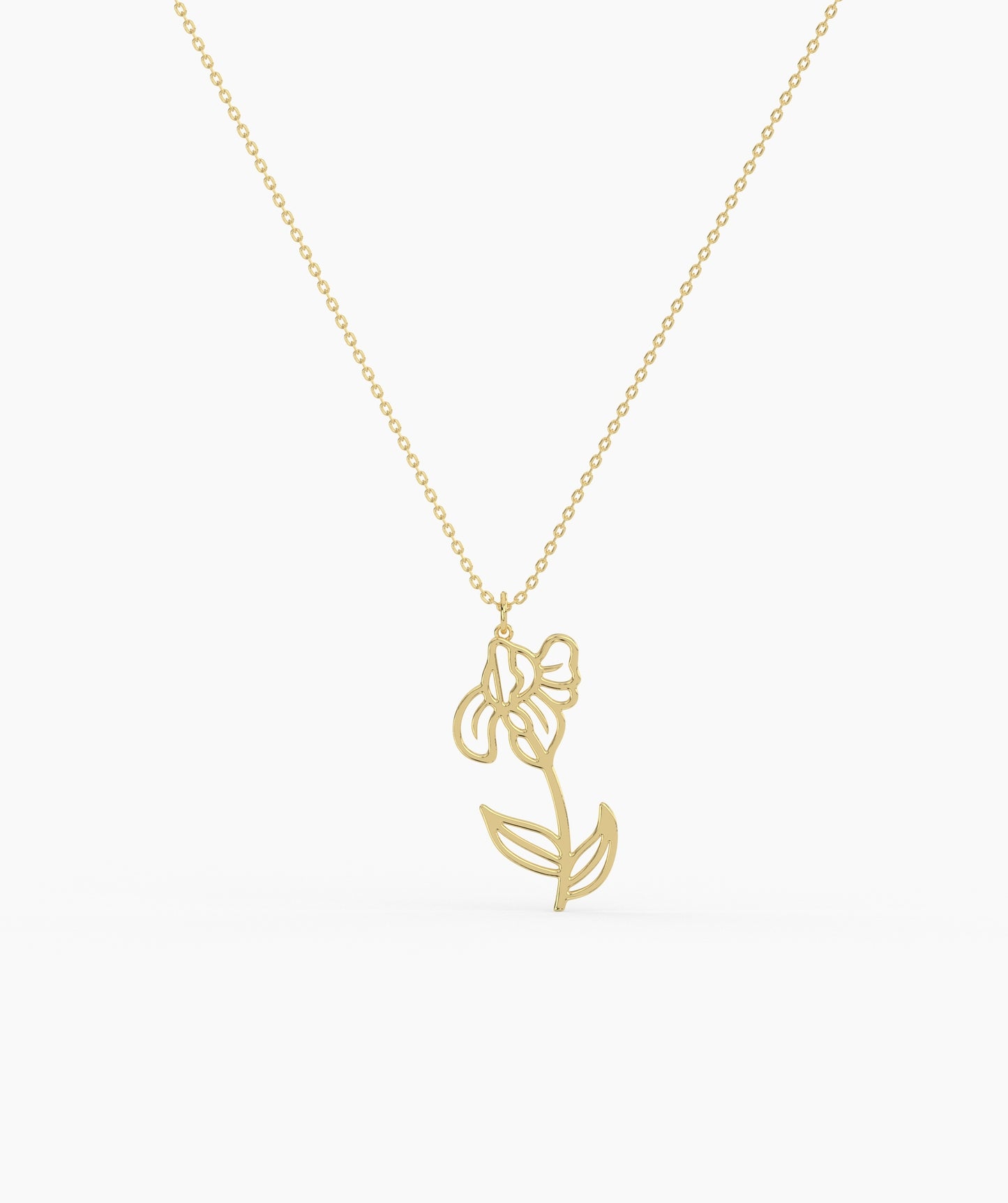 Personalized Birth Flower with Name Cut-Out Pendant Necklace