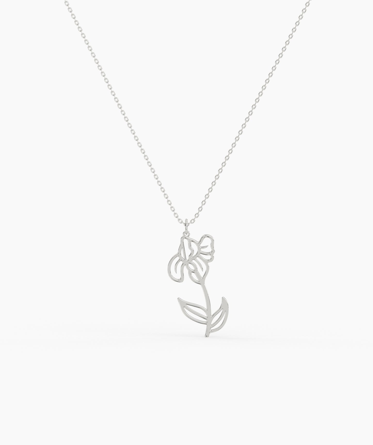 Personalized Birth Flower with Name Cut-Out Pendant Necklace