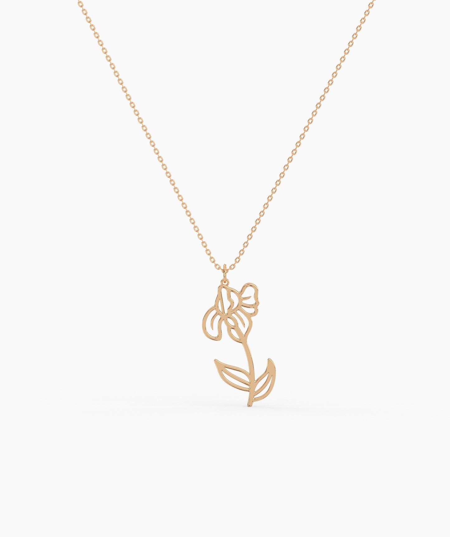 Personalized Birth Flower with Name Cut-Out Pendant Necklace