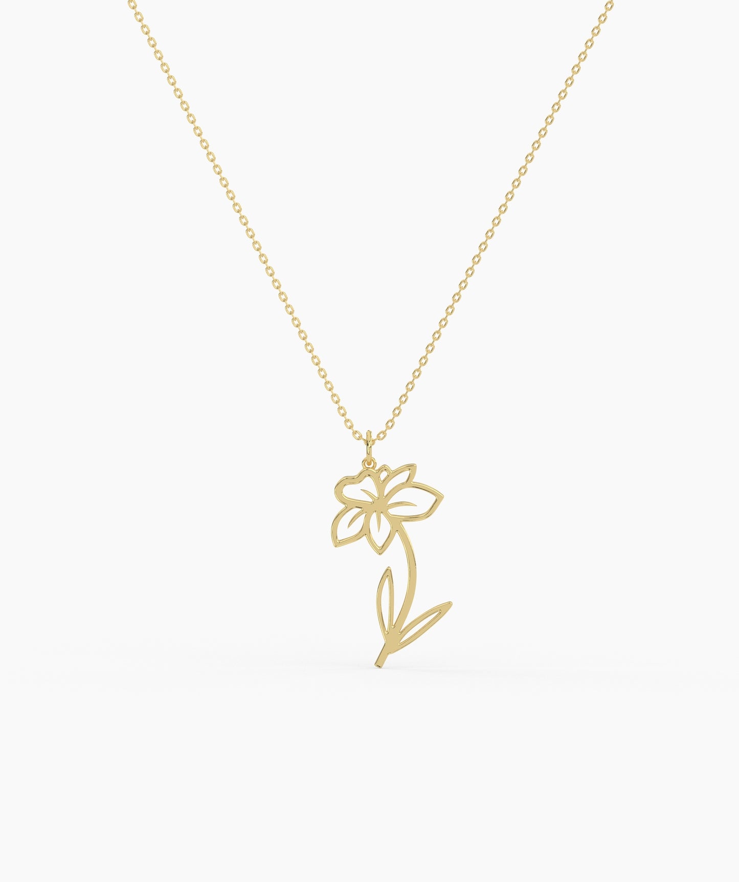 Personalized Birth Flower with Name Cut-Out Pendant Necklace