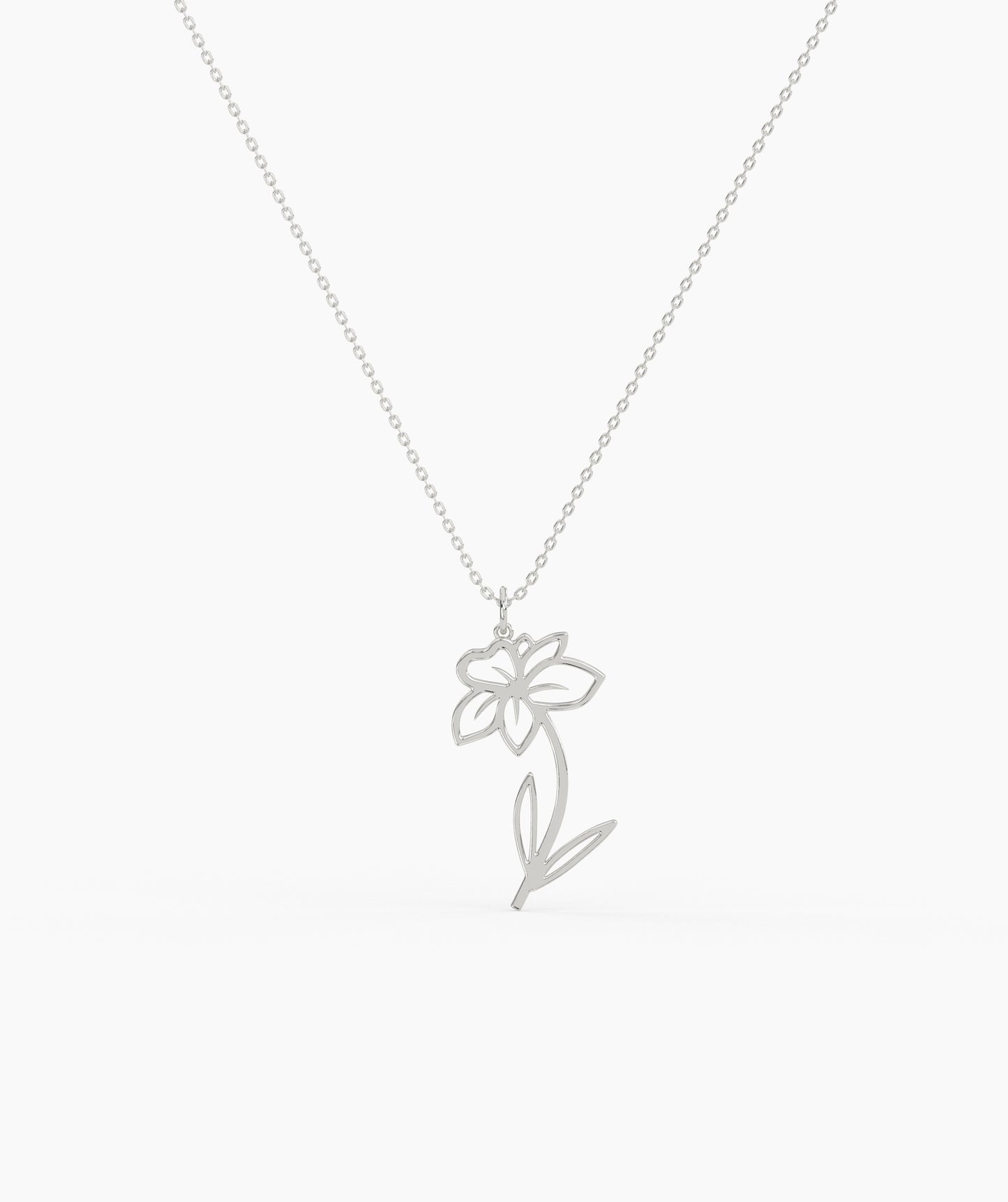 Personalized Birth Flower with Name Cut-Out Pendant Necklace