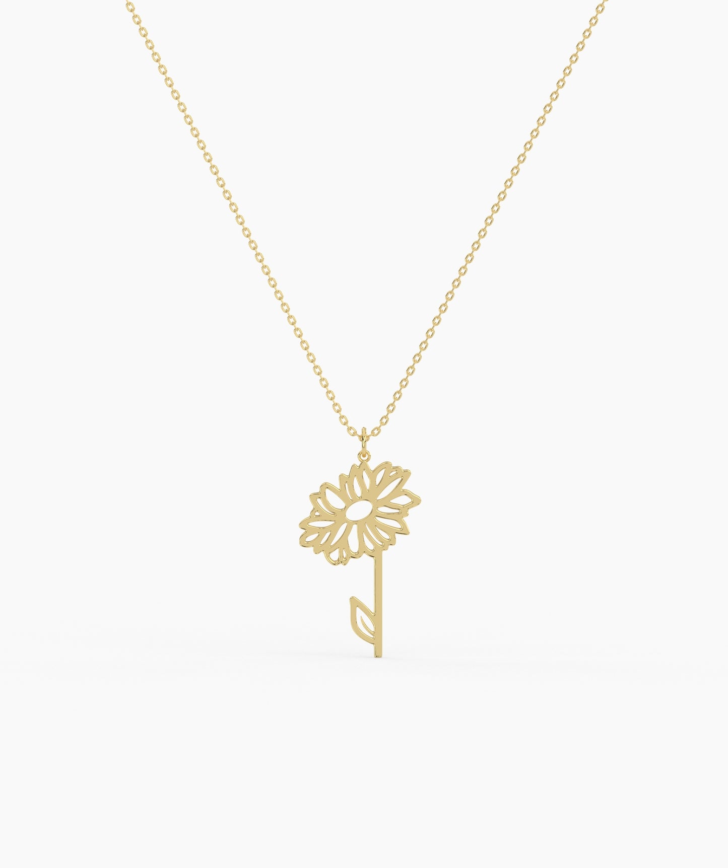 Personalized Birth Flower with Name Cut-Out Pendant Necklace