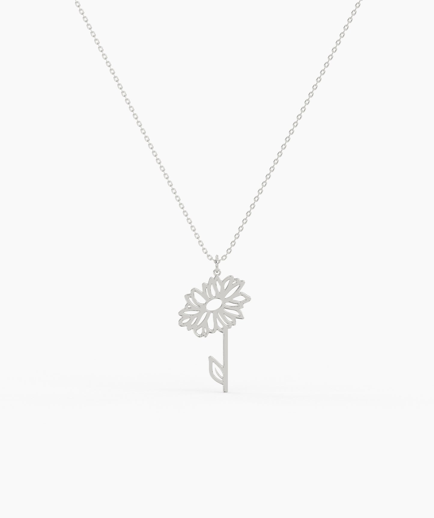 Personalized Birth Flower with Name Cut-Out Pendant Necklace