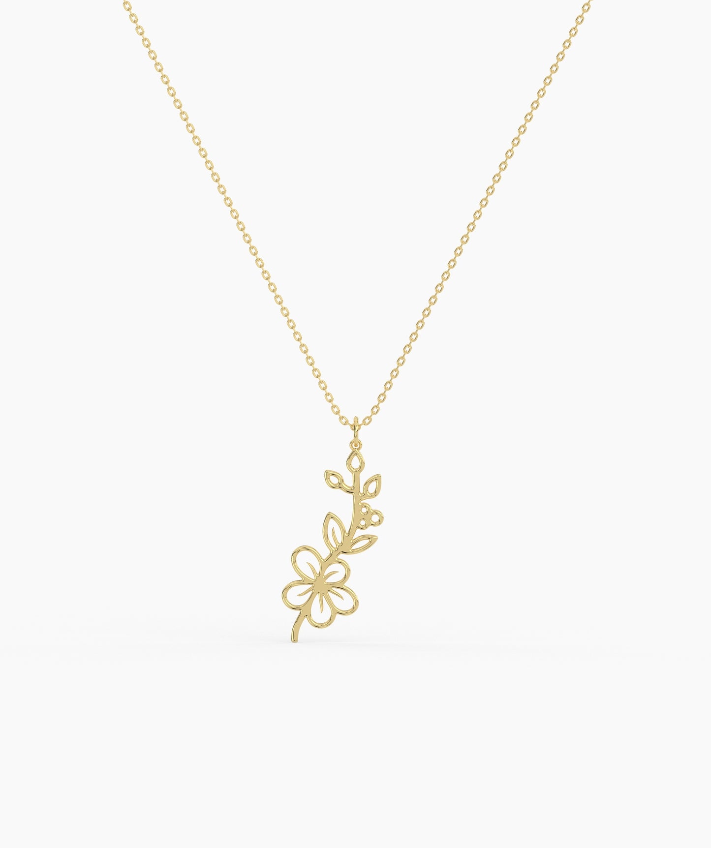 Personalized Birth Flower with Name Cut-Out Pendant Necklace