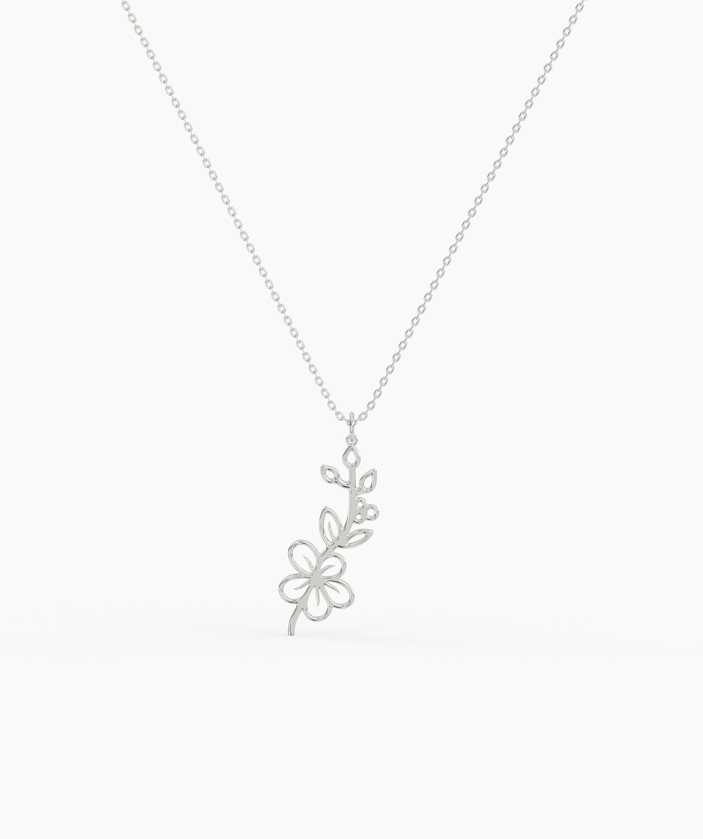 Personalized Birth Flower with Name Cut-Out Pendant Necklace