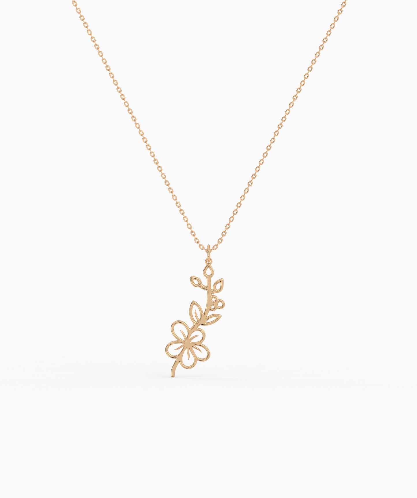 Personalized Birth Flower with Name Cut-Out Pendant Necklace