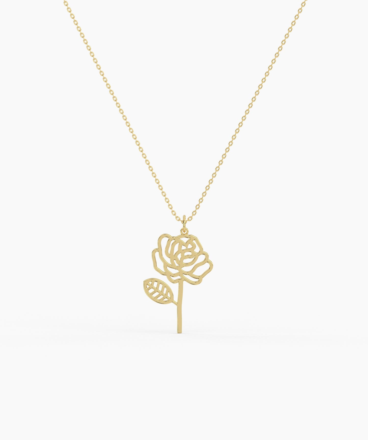 Personalized Birth Flower with Name Cut-Out Pendant Necklace