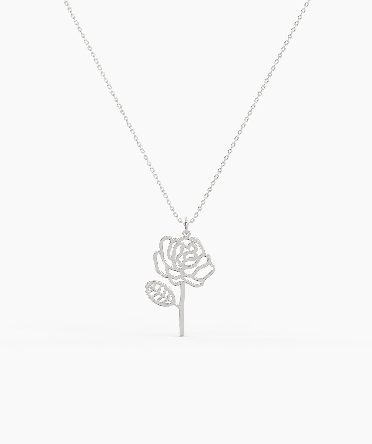 Personalized Birth Flower with Name Cut-Out Pendant Necklace